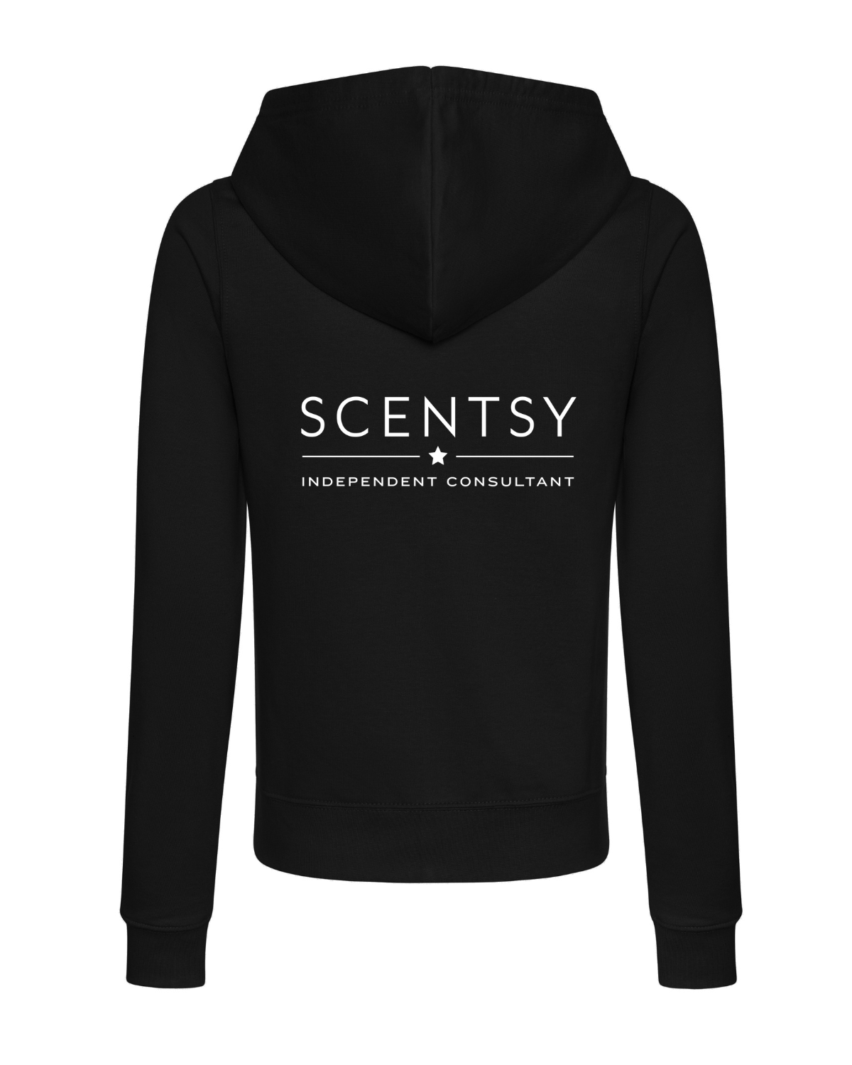 Authorized Scentsy Vendor Ladies Fitted Printed Zipped Hoodie in Black