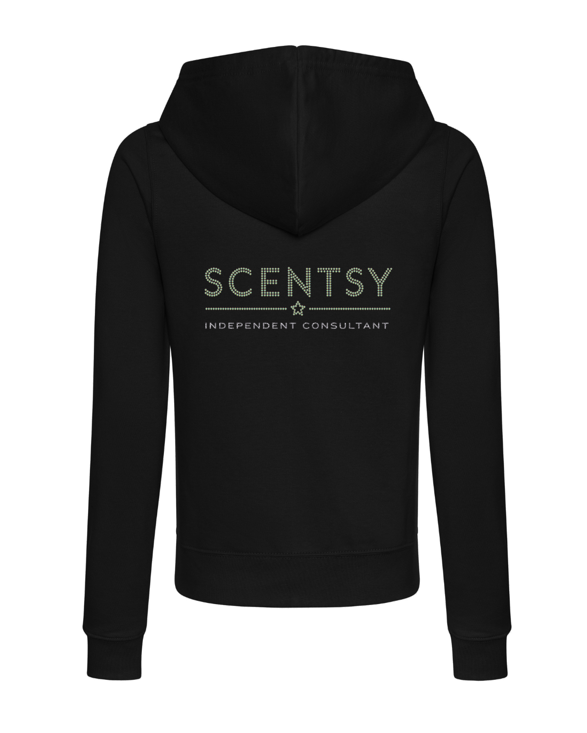 Authorized Scentsy Vendor Ladies Fitted Sparkle Zipped Hoodie in Black