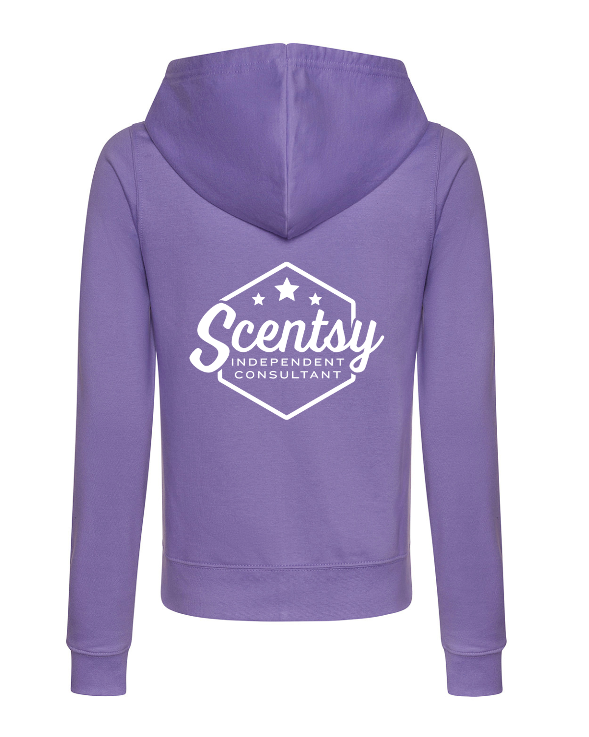 Authorized Scentsy Vendor Ladies Fitted Printed Zipped Hoodie in Digital Lavender