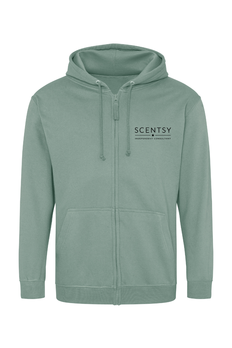 Authorized Scentsy Vendor Sparkle Dusky Green Zipped Hoodie