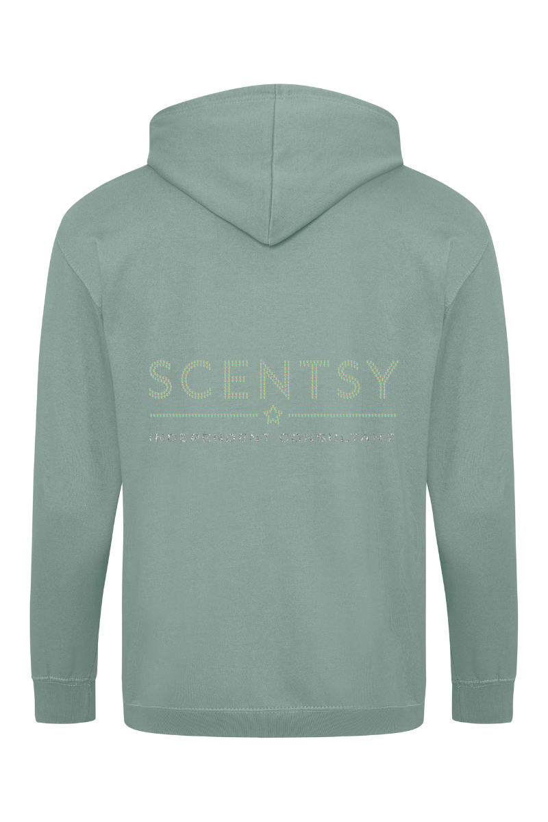 Authorized Scentsy Vendor Sparkle Dusky Green Zipped Hoodie