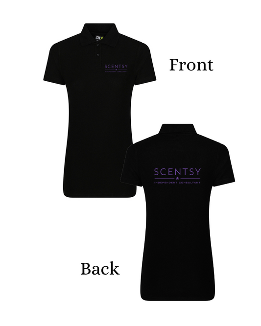 Authorized Scentsy Vendor Ladies Fit Printed Black Polo