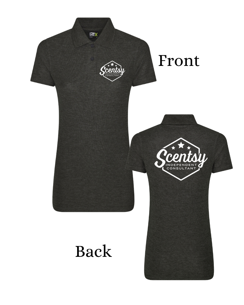 Authorized Scentsy Vendor Ladies Fit Printed Charcoal Polo