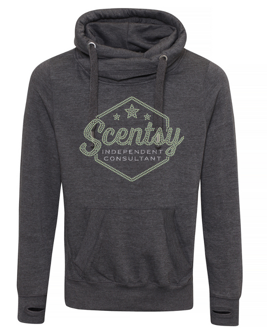 Scentsy Vendor Sparkle Charcoal Cross Neck Pullover Hoodie