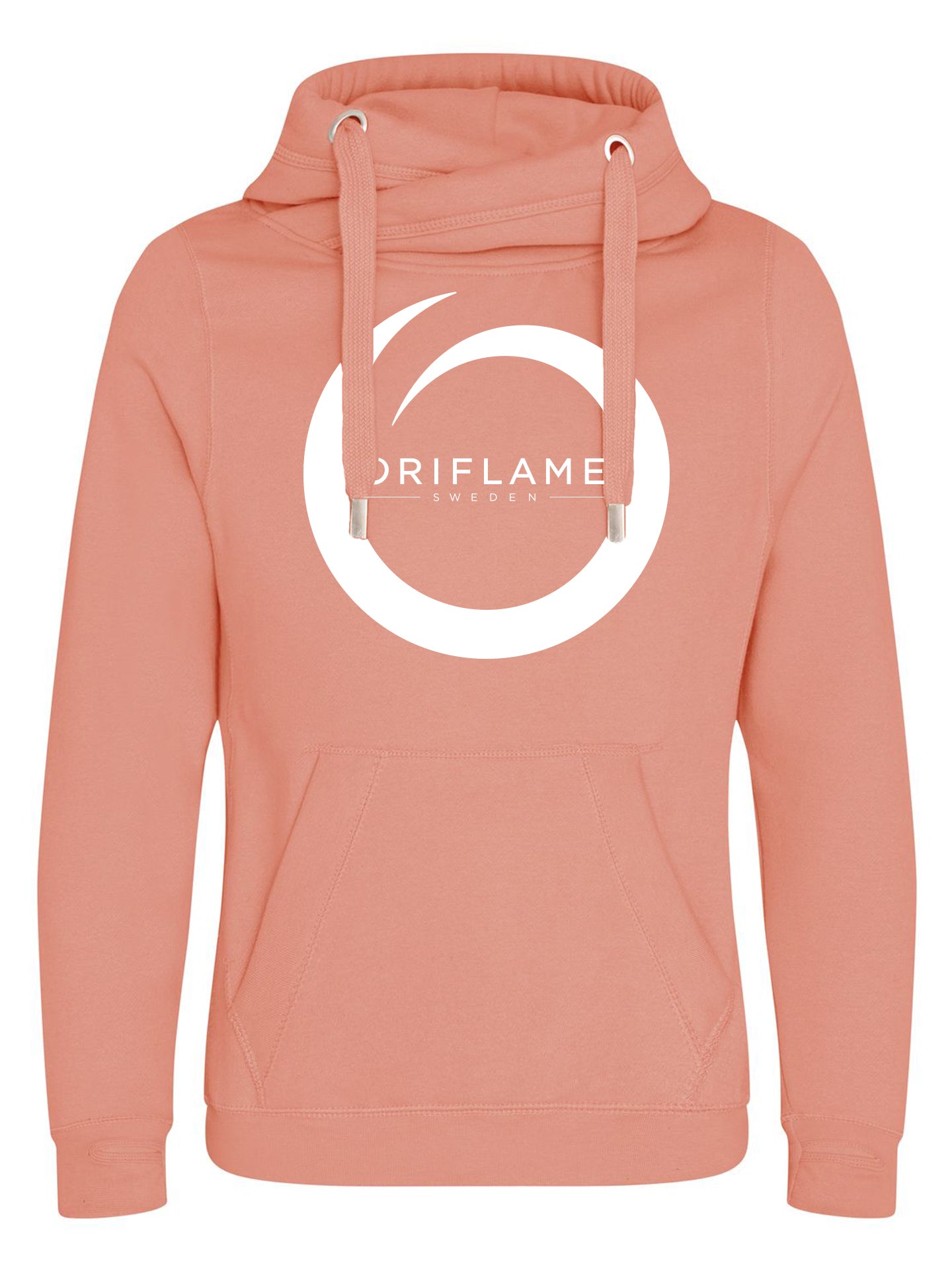 Oriflame White Print Dusky Pink Cross Neck Hoodie