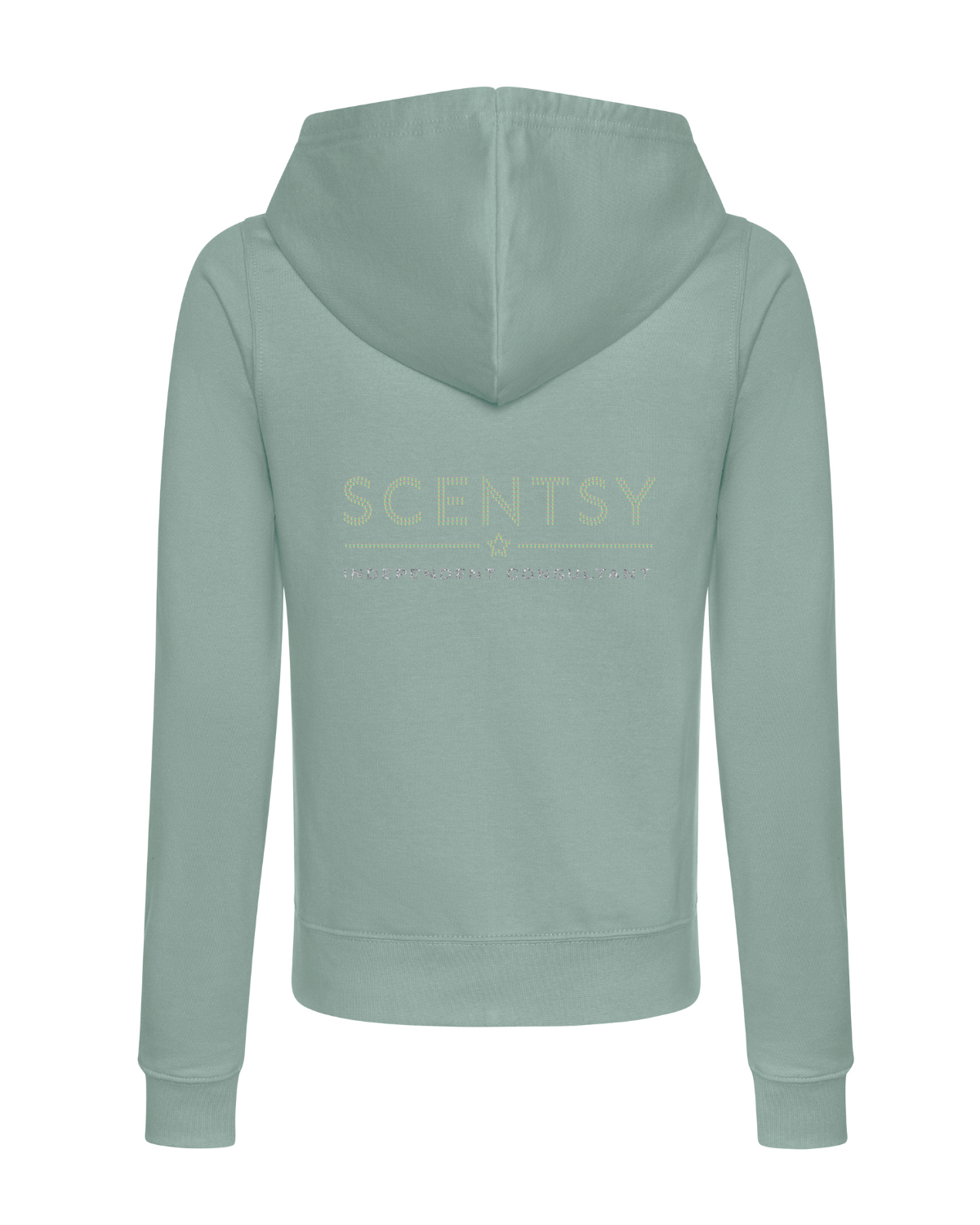 Authorized Scentsy Vendor Ladies Fitted Sparkle Zipped Hoodie in Dusty Green