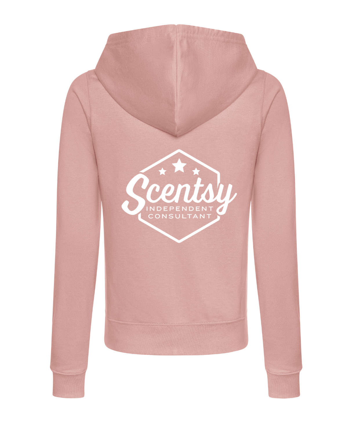 Authorized Scentsy Vendor Ladies Fitted Printed Zipped Hoodie in Dusty Pink