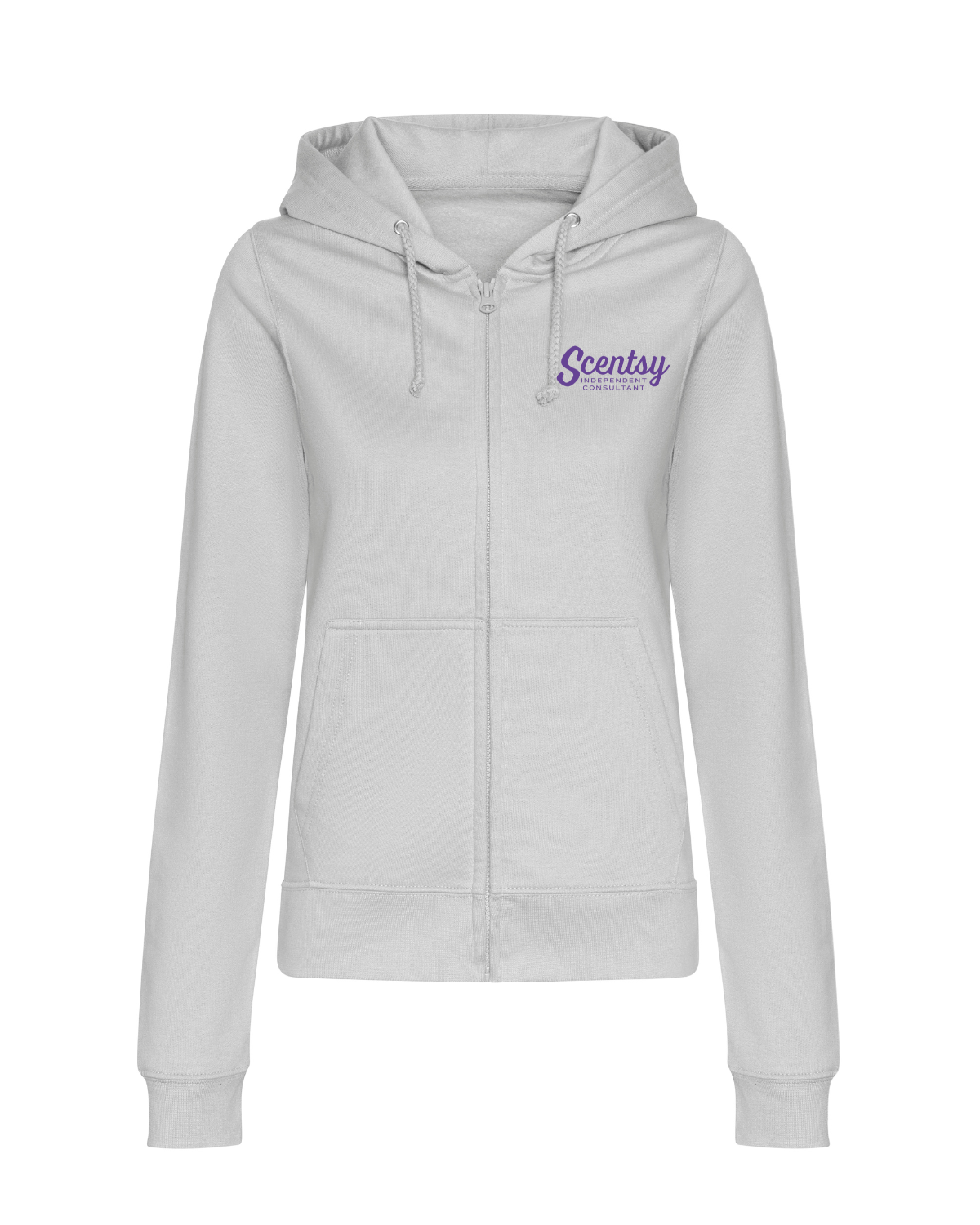 Authorized Scentsy Vendor Ladies Fitted Printed Zipped Hoodie in Heather Grey