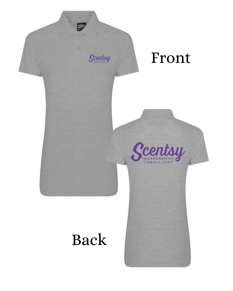 Authorized Scentsy Vendor Ladies Fit Printed Heather Grey Polo