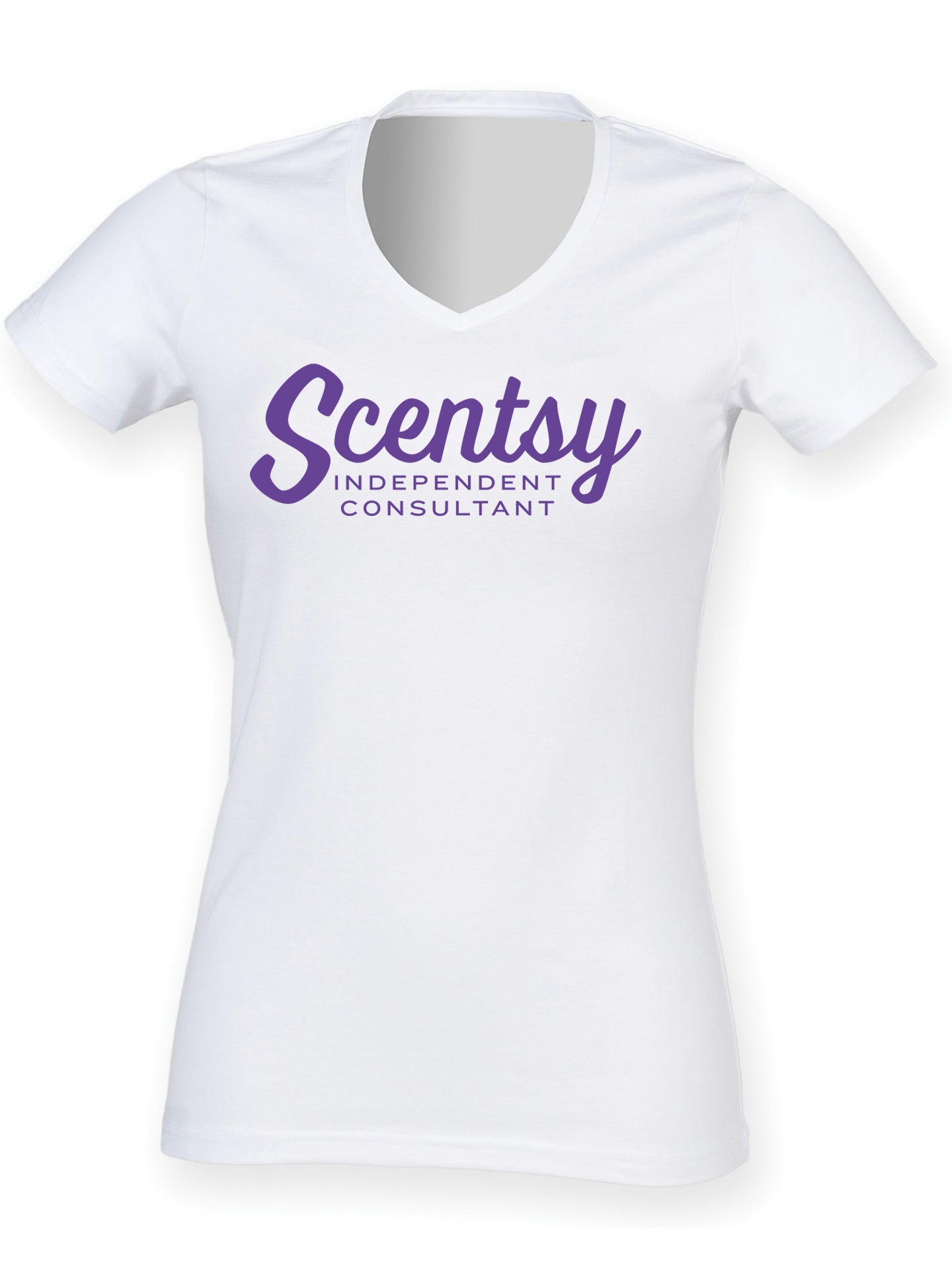 Authorized Scentsy Vendor V-Neck T-Shirt - Purple Script Logo