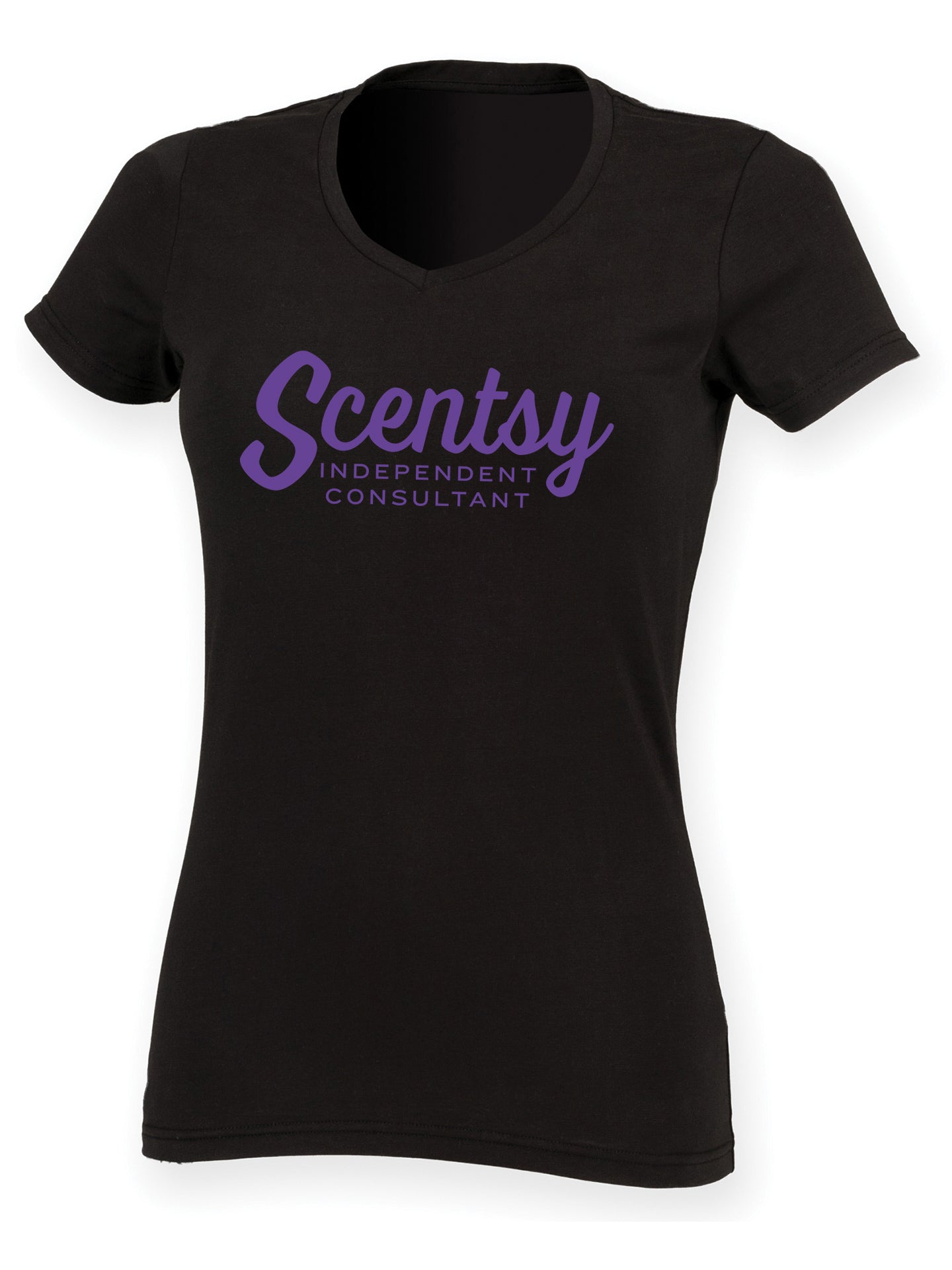 Authorized Scentsy Vendor V-Neck T-Shirt - Purple Script Logo