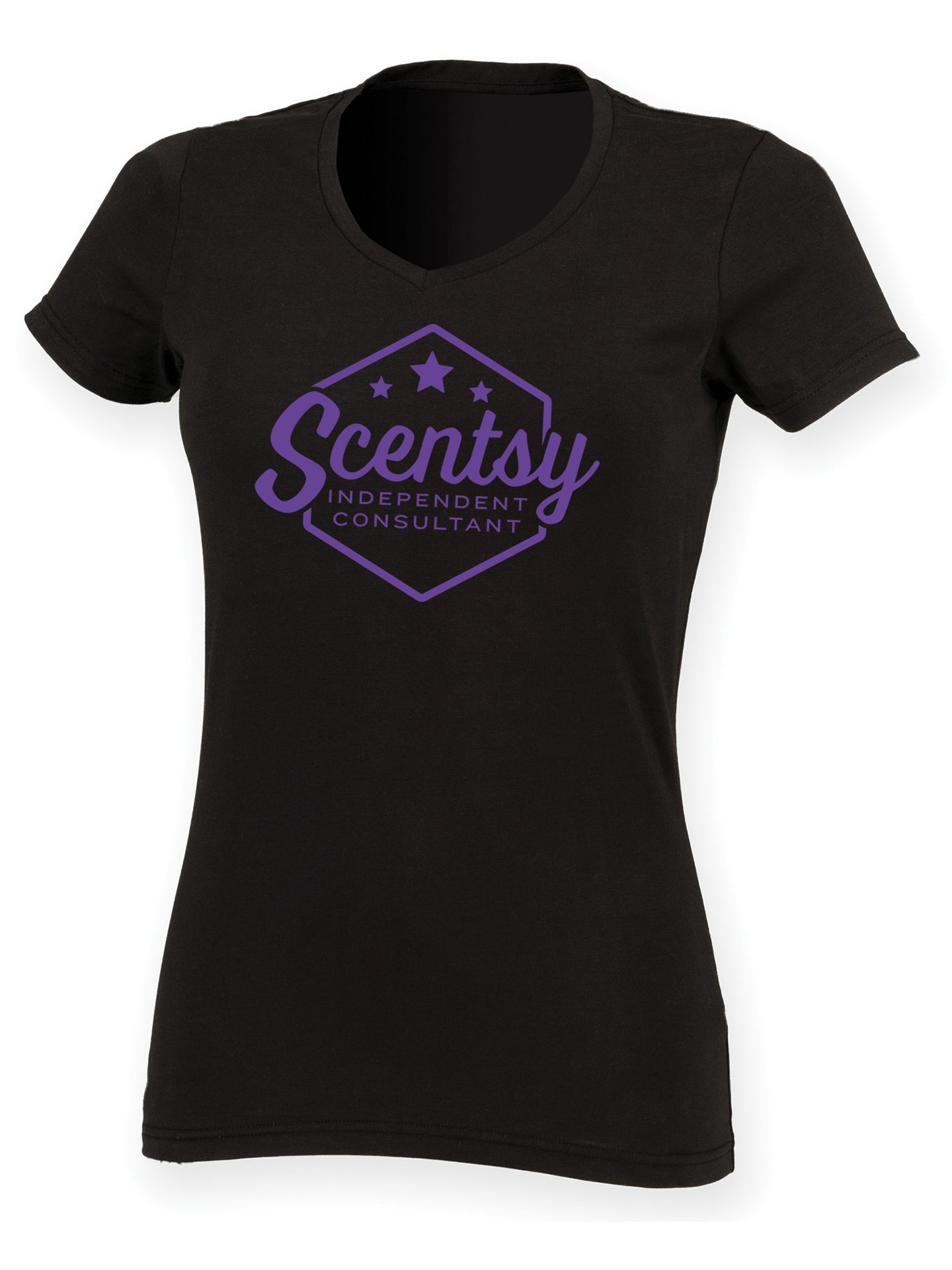 Authorized Scentsy Vendor V-Neck T-Shirt - Purple Hexagon Logo