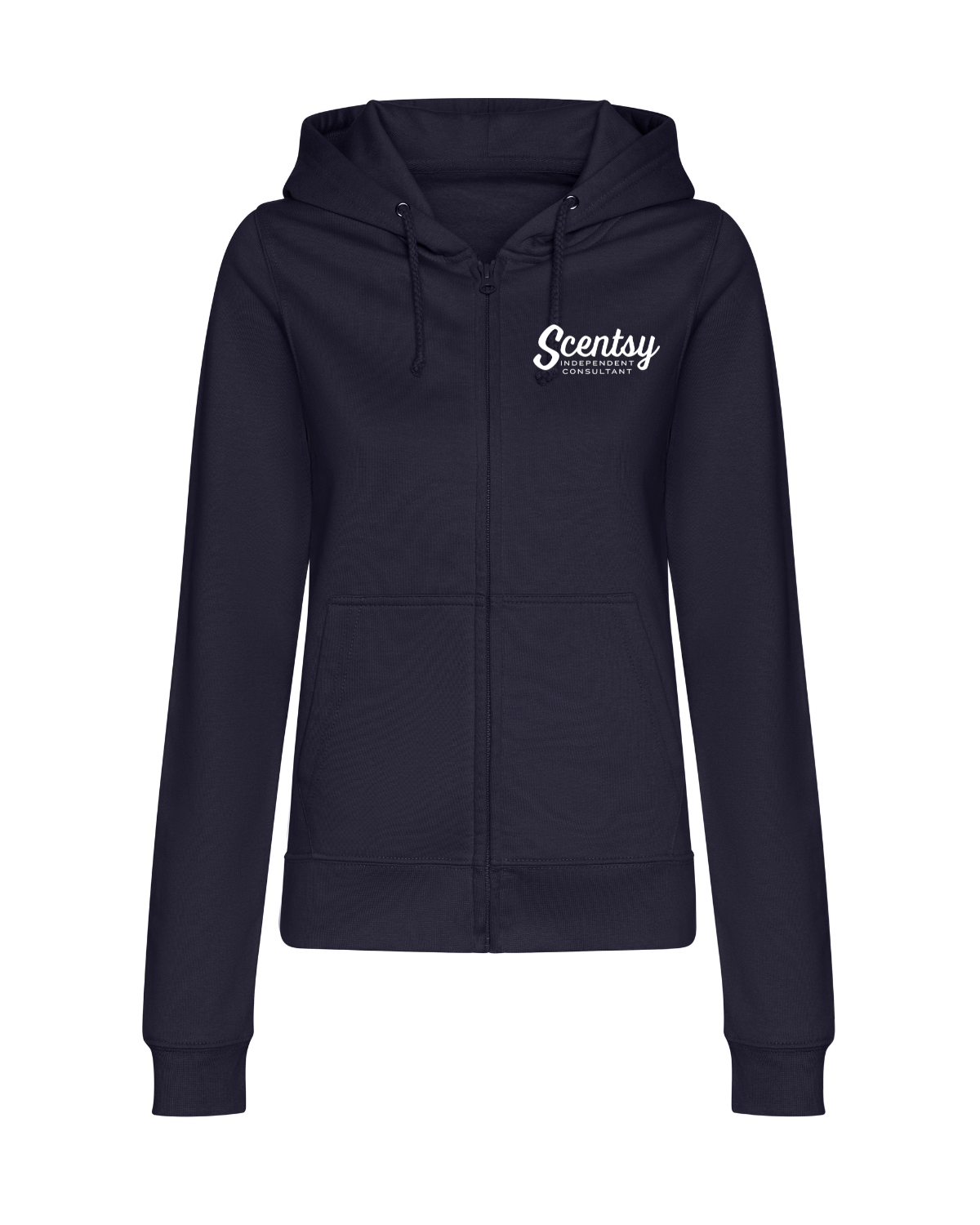 Authorized Scentsy Vendor Ladies Fitted Printed Zipped Hoodie in French Navy