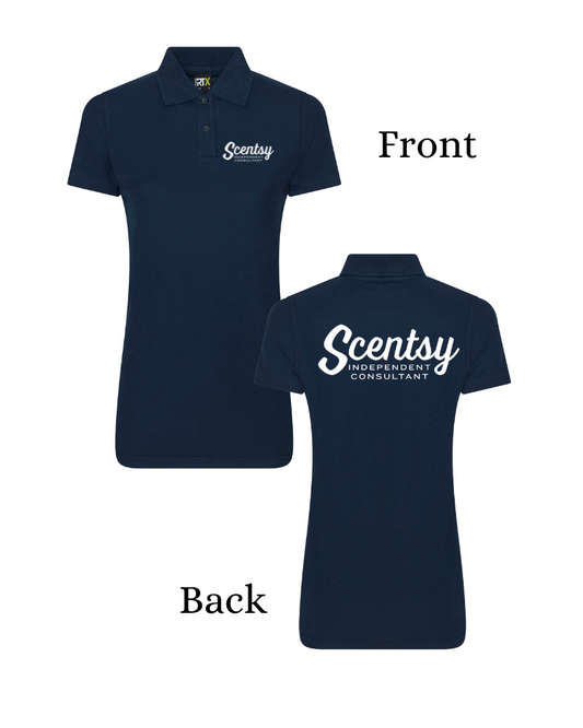 Authorized Scentsy Vendor Ladies Fit Printed Navy Polo