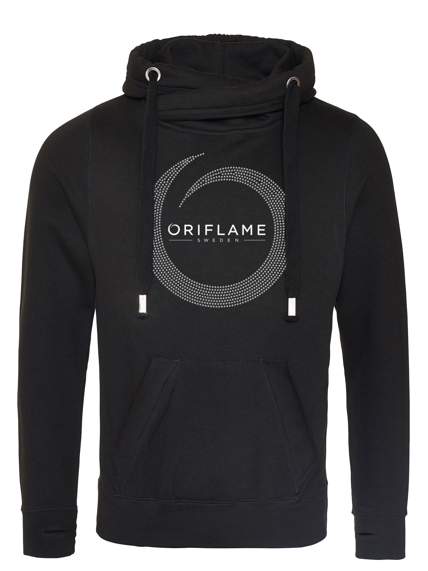 Oriflame Clear Rhinestone Cross Neck Hoodie