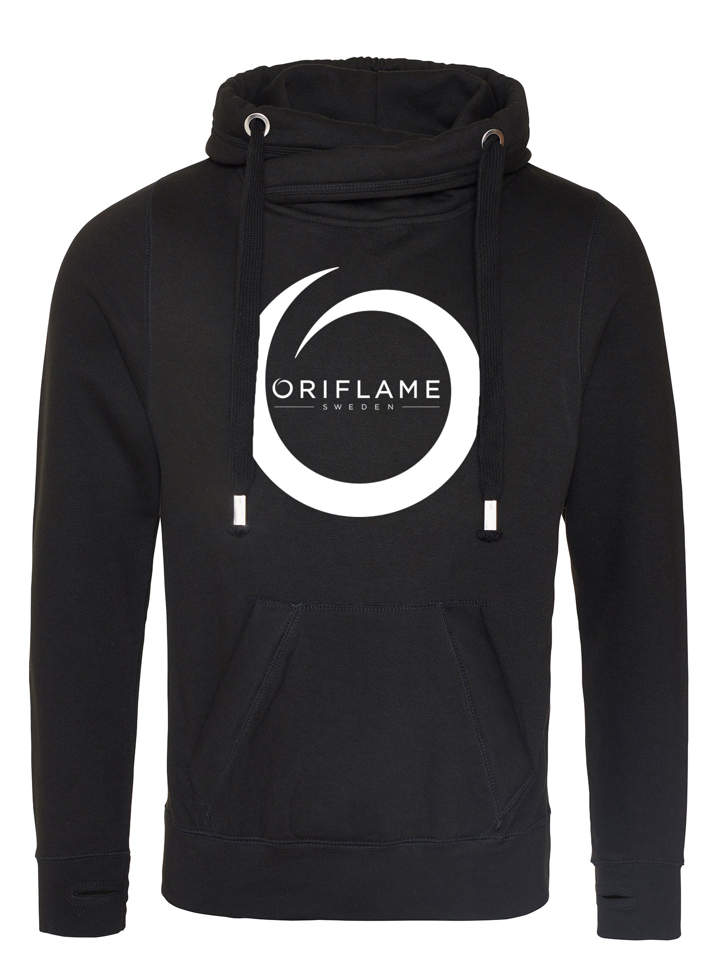 Oriflame White Print Cross Neck Hoodie