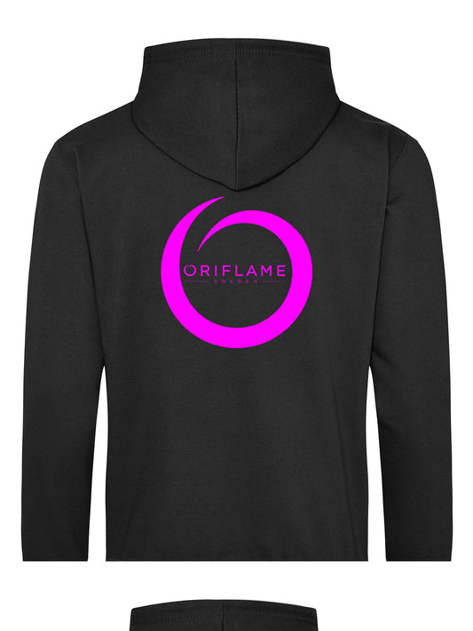 Oriflame Pink Print Zipped Hoodie