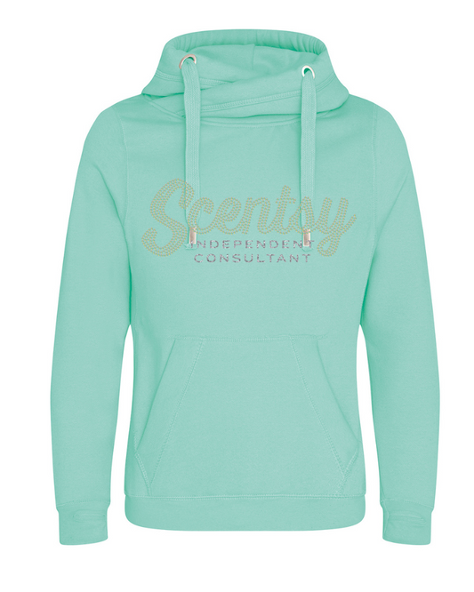 Scentsy Vendor Sparkle Peppermint Cross Neck Pullover Hoodie