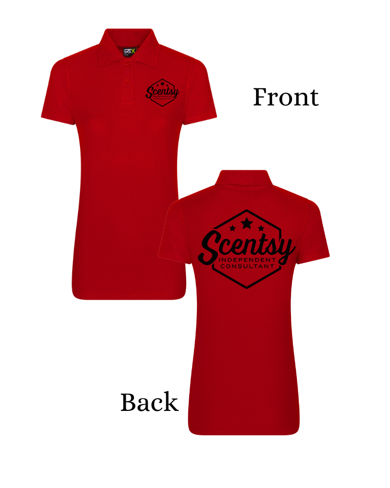 Authorized Scentsy Vendor Ladies Fit Printed Red Polo