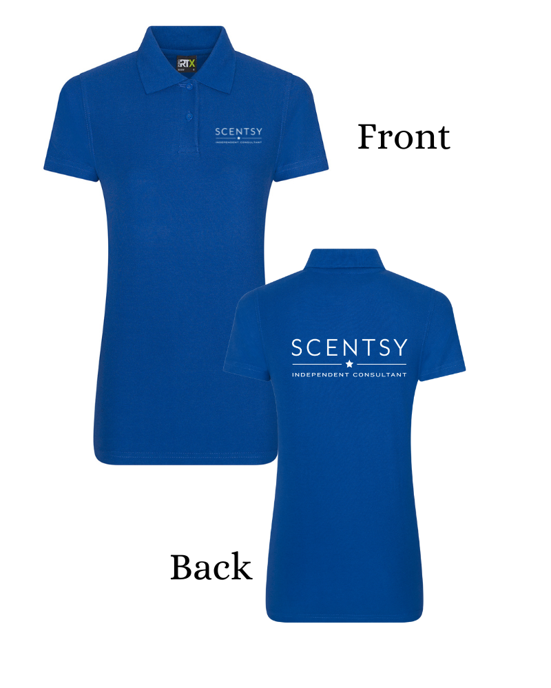 Authorized Scentsy Vendor Ladies Fit Printed Royal Blue  Polo