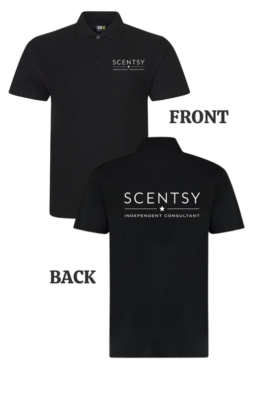 Authorized Scentsy Vendor  Printed Black Polo Top