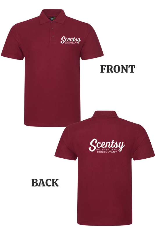 Authorized Scentsy Vendor  Printed Burgundy Polo Top