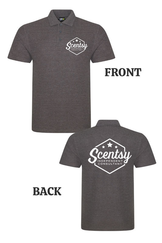 Authorized Scentsy Vendor  Printed Charcoal Polo Top