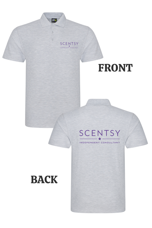 Authorized Scentsy Vendor  Printed Heather Grey Polo Top