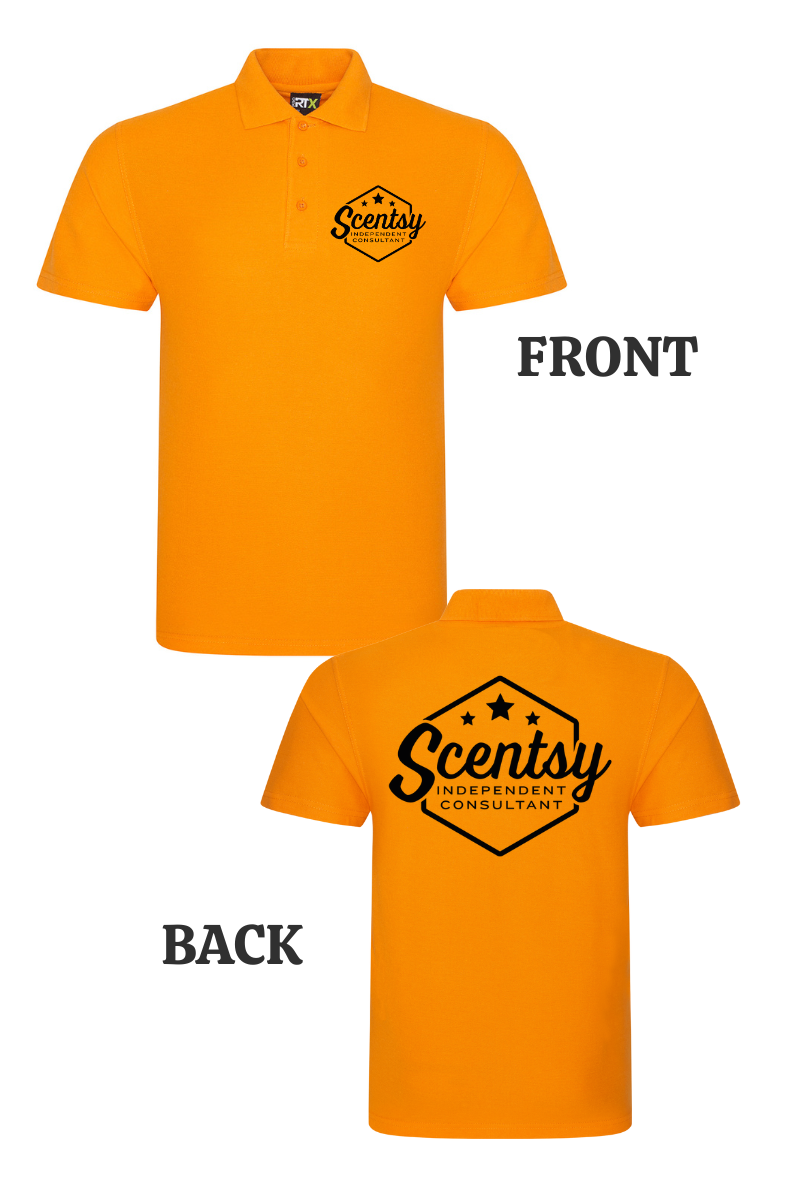 Authorized Scentsy Vendor  Printed Orange Polo Top