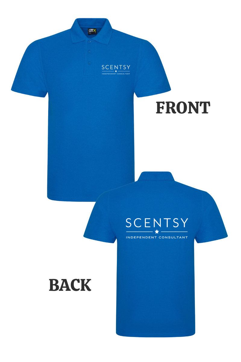 Authorized Scentsy Vendor  Printed Sapphire Blue  Polo Top