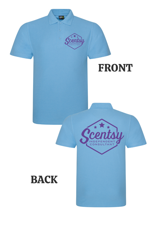 Authorized Scentsy Vendor  Printed Sky Blue  Polo Top