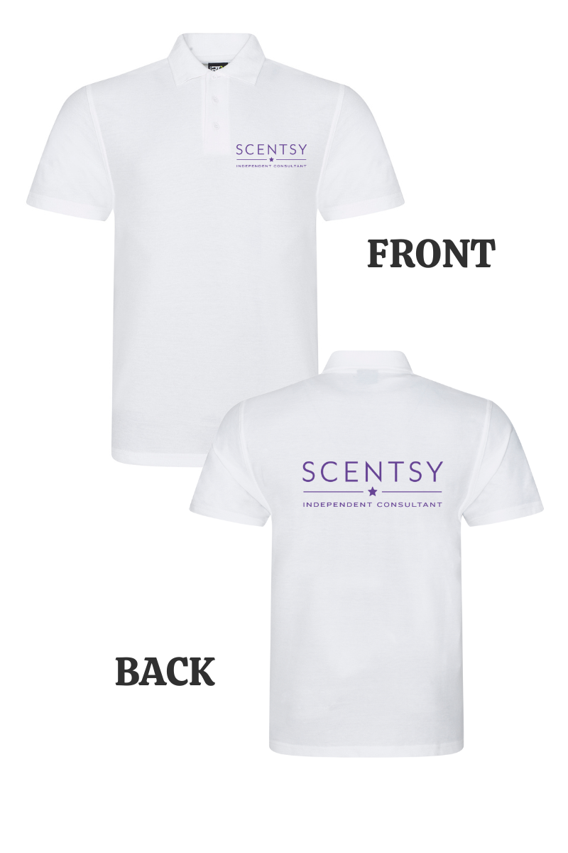 Authorized Scentsy Vendor White  Printed  Polo Top