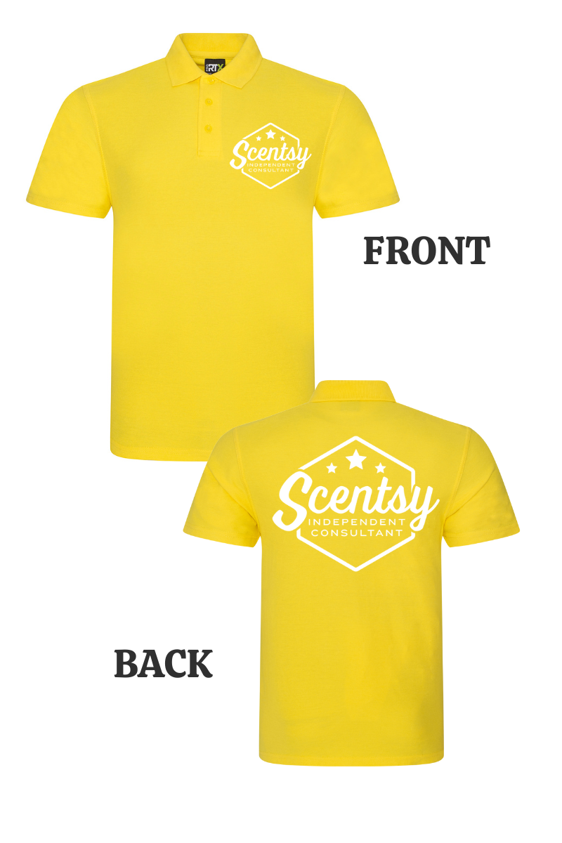 Authorized Scentsy Vendor Yellow  Printed  Polo Top