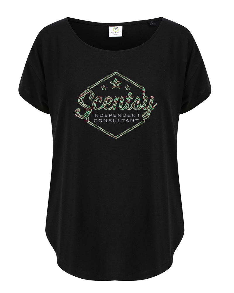 Authorized Scentsy Black Scoop Neck Sparkle T-Shirt