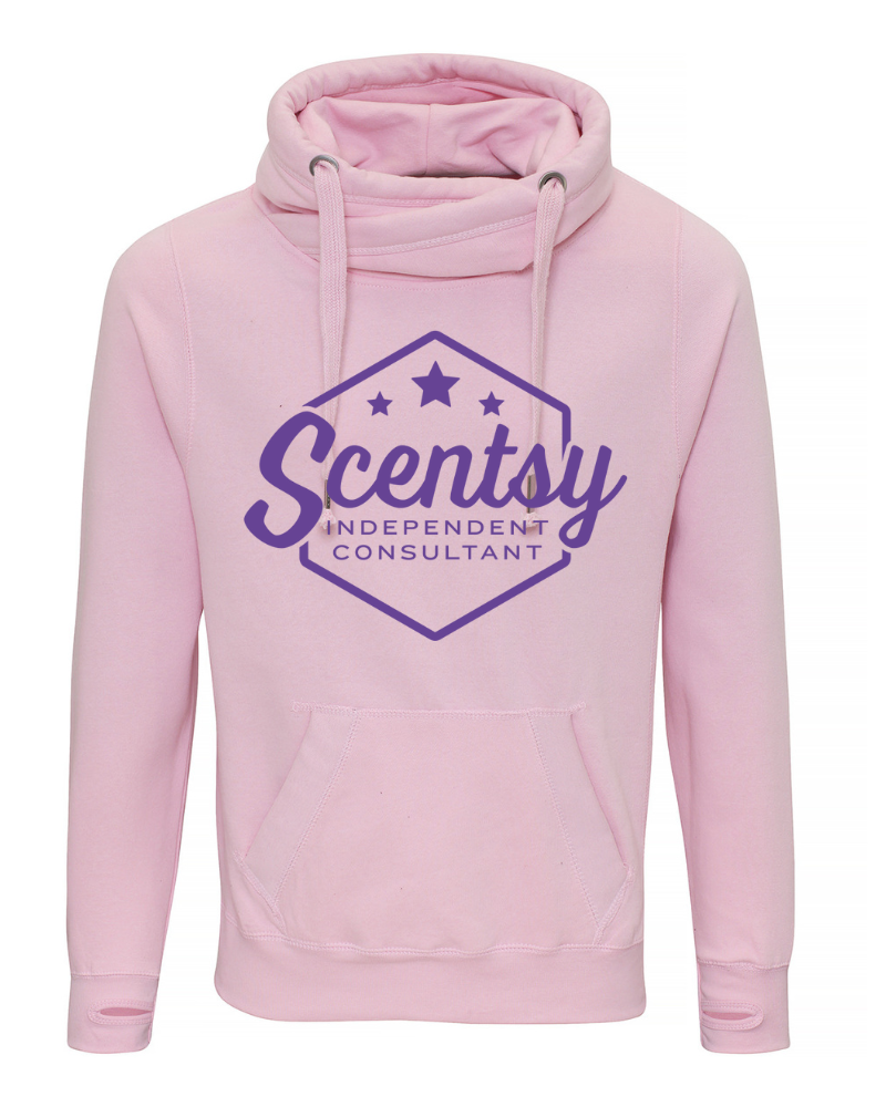 Authorized Scentsy Vendor Printed Baby Pink Cross Neck Pullover Hoodie