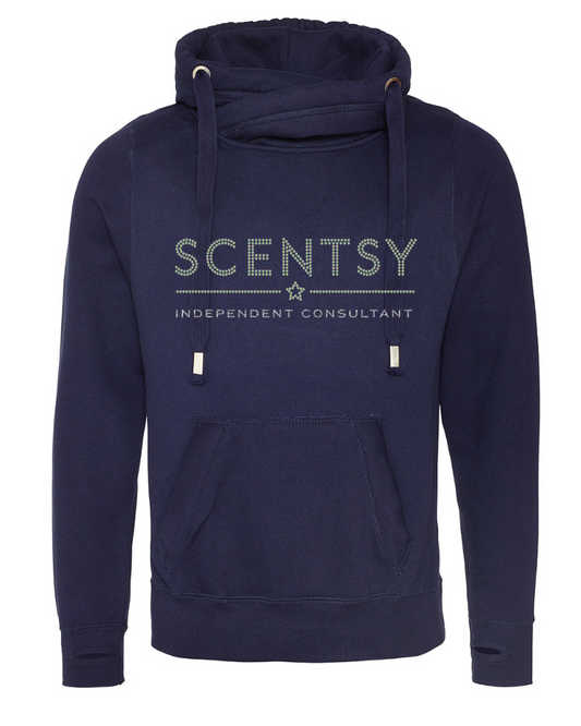 Scentsy Vendor Sparkle Oxford Navy Cross Neck Pullover Hoodie