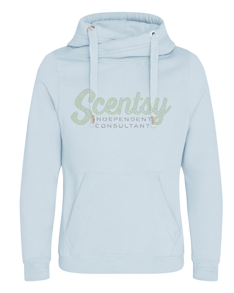 Scentsy Vendor Sparkle Sky Blue Cross Neck Pullover Hoodie